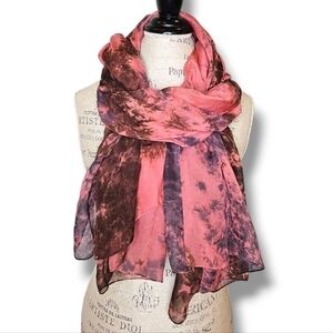 Mauve, Brown, And Black 100% Silk Wrap/ Scarf - XL